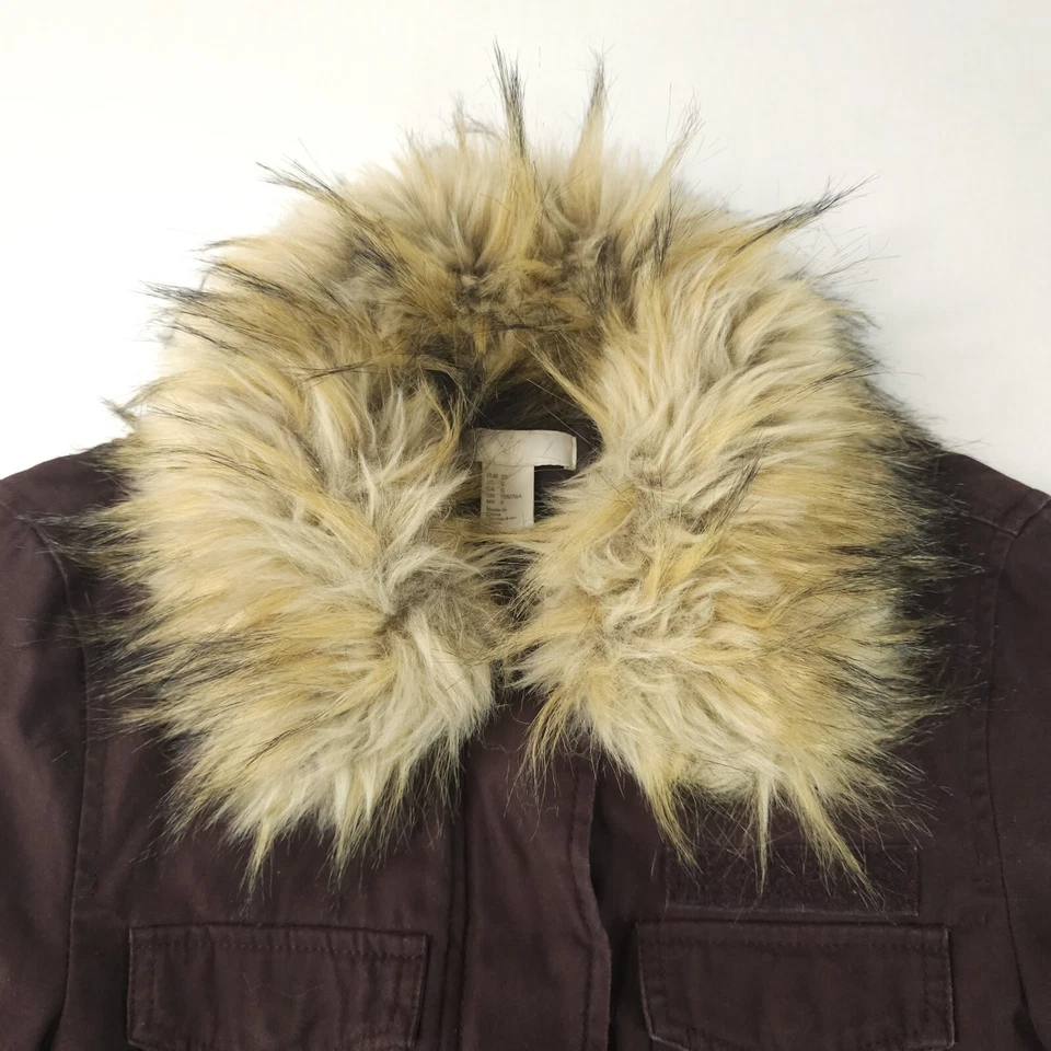 Chaqueta de lona HM Parka para mujer 0 púrpura acolchada forrada abrigo para clima frío cremallera completa Foto 2 de 4