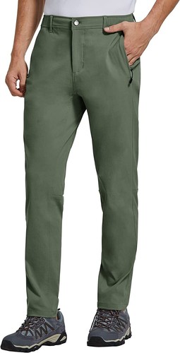 Men's Stretch Chino Pants Slim Fit Tapered Pockets Unifirm Dress Work Trousers - Picture 39 of 50
