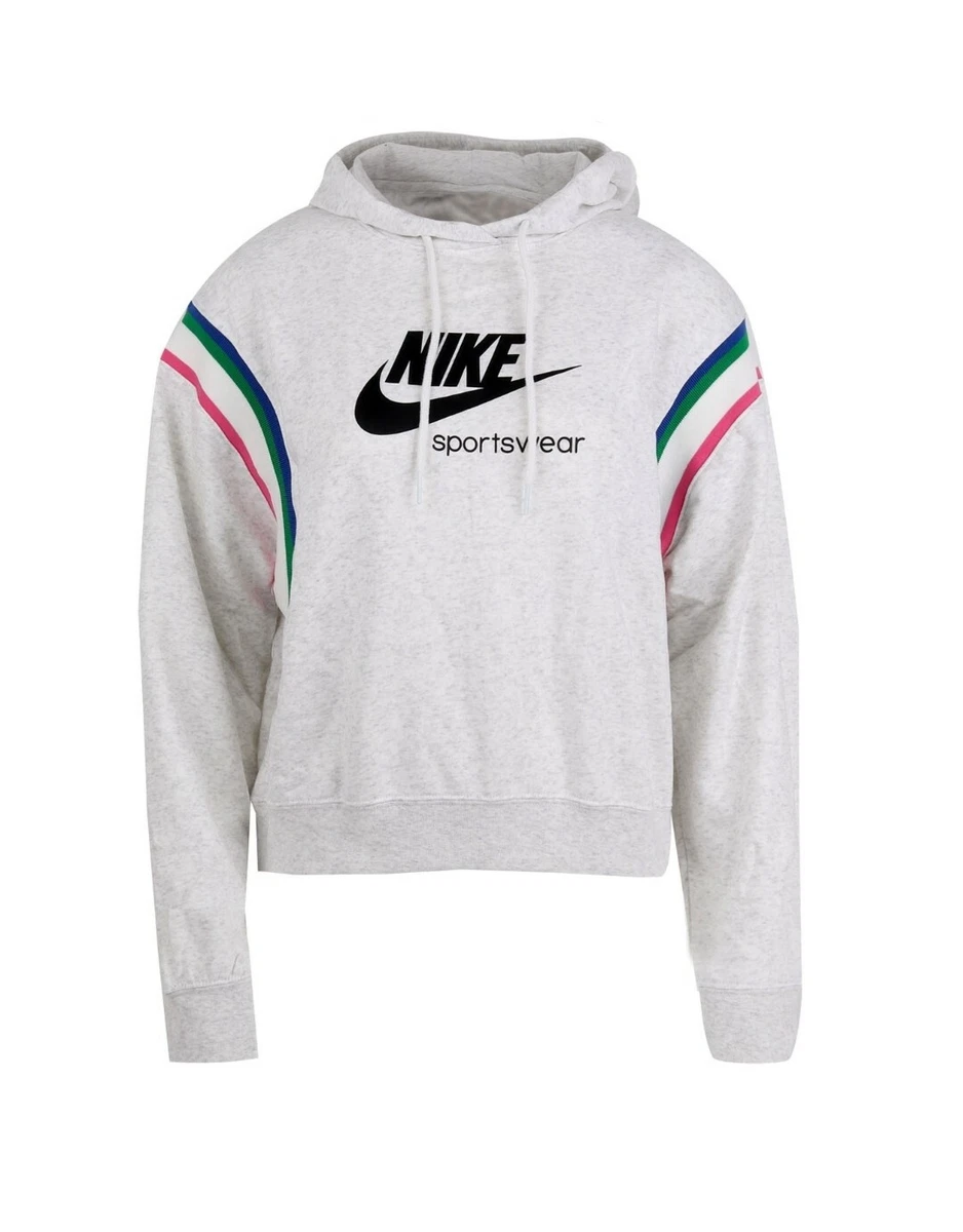 Nike Sportswear Heritage Women's Hoodie Pullover Training Top Light Grey  Size S