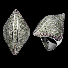 925 Sterling Silver Ring Round Peridot Rhodolite Sapphire Gemstone Jewelry Sz 7