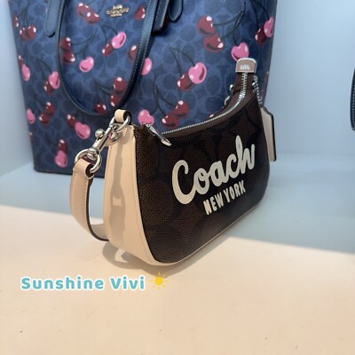 NWT Coach Teri Mini Crossbody Bag With Coach Graphic CY734 Silver