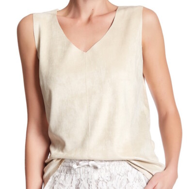 NWT NEW MACC LONDON V NECK FAUX SUEDE TOP sz M SHIRT MEDIUM SHELL BLOUSE 