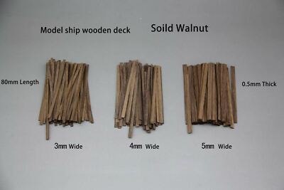 RC Wood Model Ship  DECKING/HULL PLANKING Short Strips 0.5x3x80mm- 80 Pcs