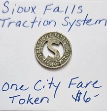 1943 Sioux Falls Traction System One City Fare Token