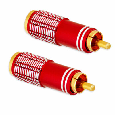 2x Cinch Stecker Audio High End RCA Stecker Messing vergoldet zum Löten Ø  9 mm