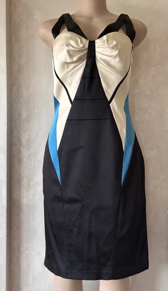 Dress Black Size 12 Women Sleeveless Short Zip SATIN Evening Ladies Occasion - Image 2 of 4