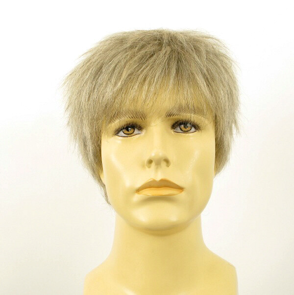 Perruque courte homme JACQUES 51 en cheveux naturels blanc et gris de qualité premium