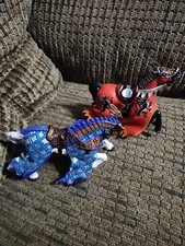 Papo Medieval Horses Figure Red Blue 2 Lot Fantasy Knight Toys Very Clean
