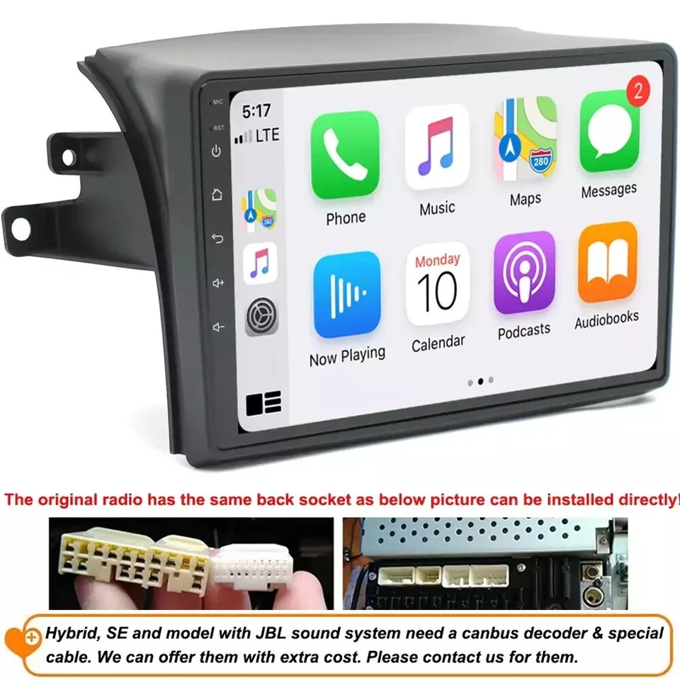 For Toyota SIENNA 2004-2010 Android 13 Apple CarPlay Car Stereo Radio GPS Navi — 第 4/4 张图片