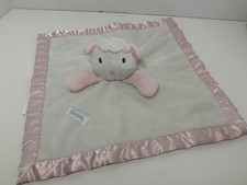 Vitamins white pink sheep lamb baby toy lovey small security blanket satin trim
