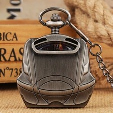 Reloj de bolsillo retro de cuarzo Iron Hero vintage para hombre mujer collar cadena
