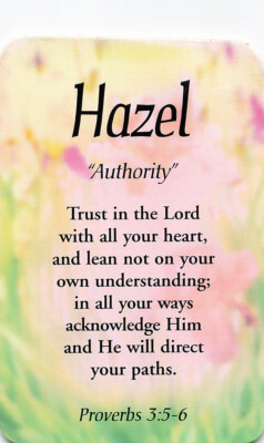 Hazel  ''Authority'' Keepsake Name Meaning Card with Verse
