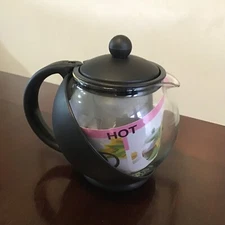 Black  Glass Tea Pot Plastic Tea Ball Removeable Basket Service Ideas
