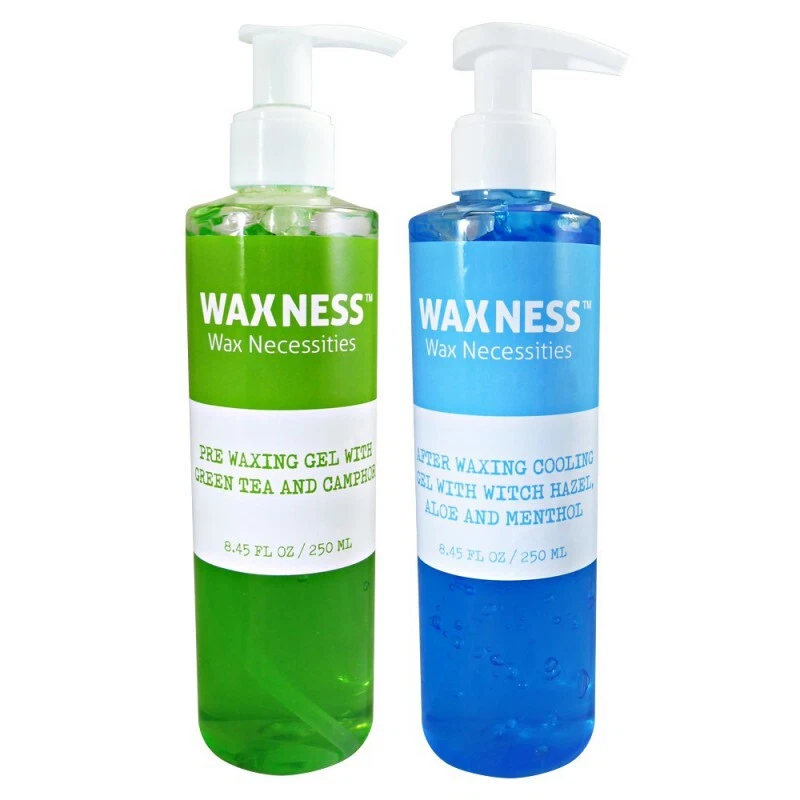 WAX NECESSITIES Waxness Pre Post Waxing Gel Kit Green Tea and Camphor Pre Gel & Menthol Cooling