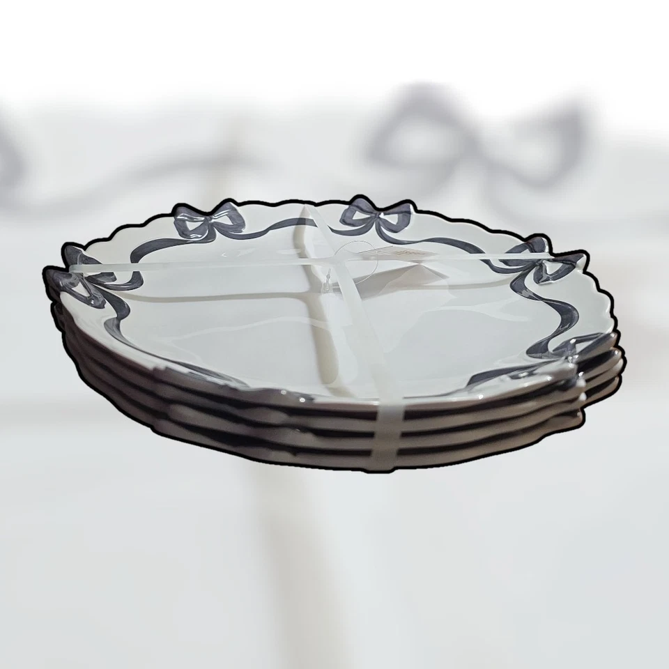 Bella Lux Chic Blanco y Negro Coqueta Cinta Arcos Sobre Melamina Blanca 4 Cena Foto 2 de 3