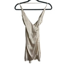 SER.O.YA Leah Silk Mini Dress Surplice Party Dainty Y2K Delicate Bridal Hoco XS