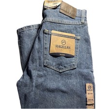 2 Magellan Outdoors Mens Relaxed Fit Straight Leg Denim Jeans Blue 30x30 NEW
