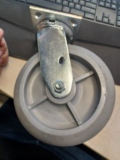 8"x2" Performa Grey Flat Rubber Roller Bearing Caster with 4"x4.5" Plate