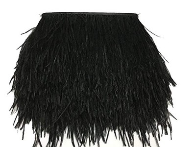 2 Yard Black Ostrich Feather Trim Fringe for Sewing Crafts Costume Decor