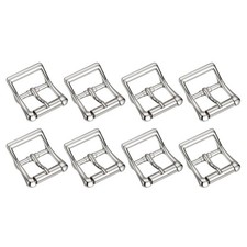 8Pcs 0.98" Single Prong Belt Buckle Square Center Bar Buckles for Belt Silver