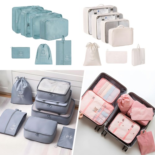 7Pcs Travel Packing Cubes Compression Luggage Organiser Suitcase Storage Bags