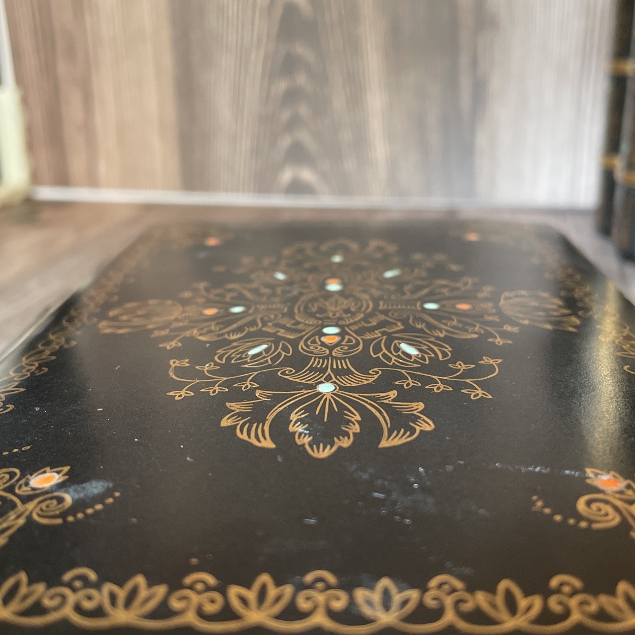 Decorative Book Shaped Ceramic Storage Trinket Box Black & Gold 7685