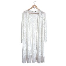 Romantic Womens Lace Fringe Boho Fairy Duster Cardigan One Size White Festival