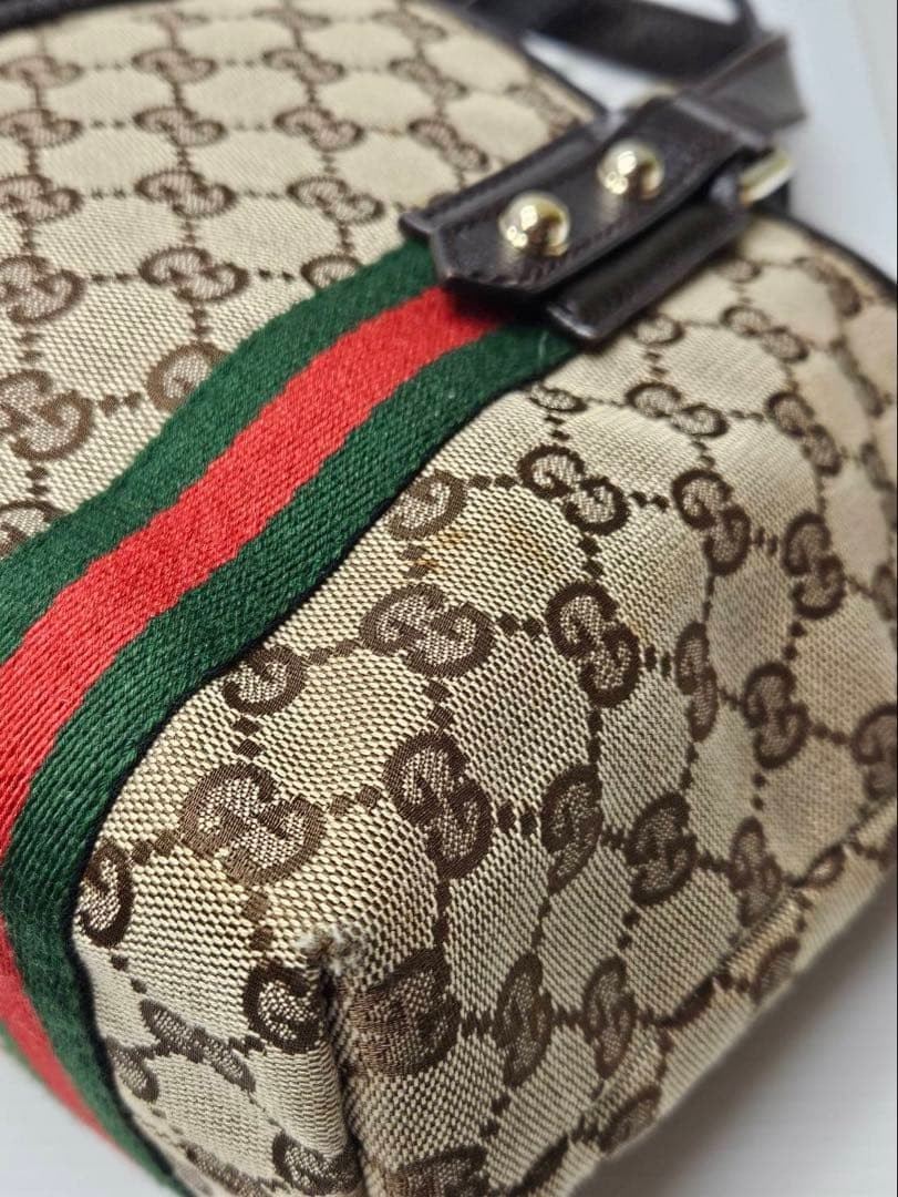 GUCCI Vintage GG Canvas Sherry Line Tote Bag Leather Trim Excellent Condition thumbnail 11