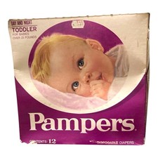 Pampers Day  Night Toddler Over 23 Lbs 12 Diapers Vintage Unopened Box Prop
