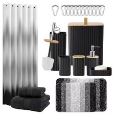 25-Piece Bathroom Accessory Set with Shower Curtain Non-Slip Rugs Trash Can Toil