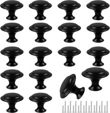 18 Pack Matte Black Cabinet Knobs 30mm Round Drawer Pulls w Screws