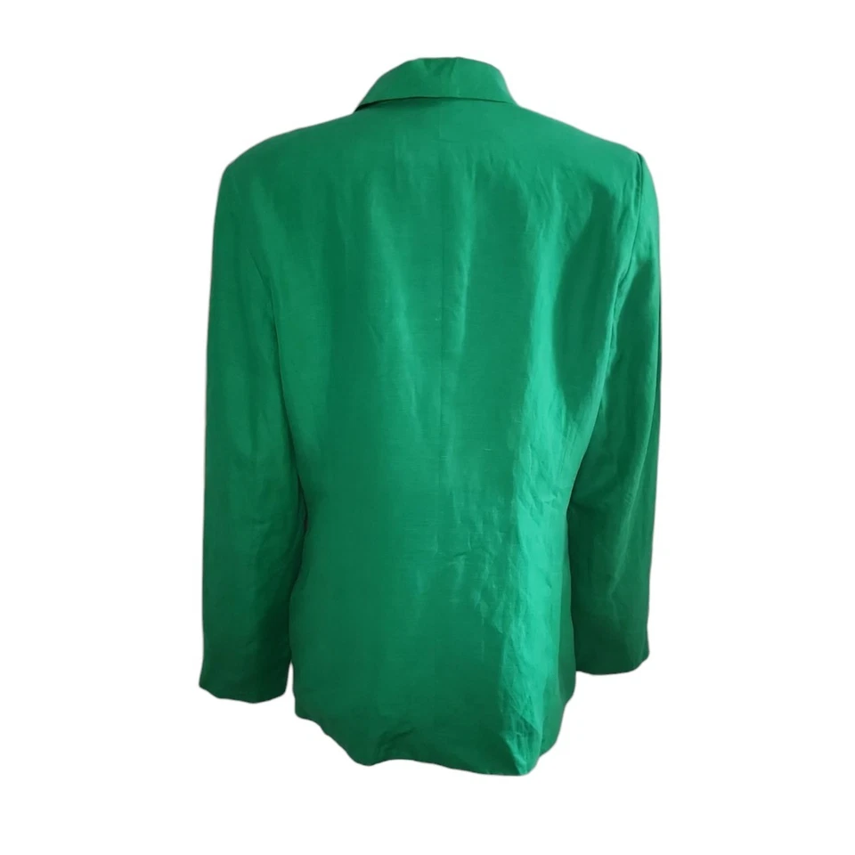 Blazer Silk Assets Diane Von Furstenberg para mujer talla L grande mezcla de lino verde Foto 3 de 4