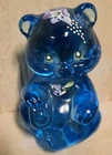 Fenton Cuddle Bear Celeste Blue Purple Ombre White Florals Green Eyes Vintage