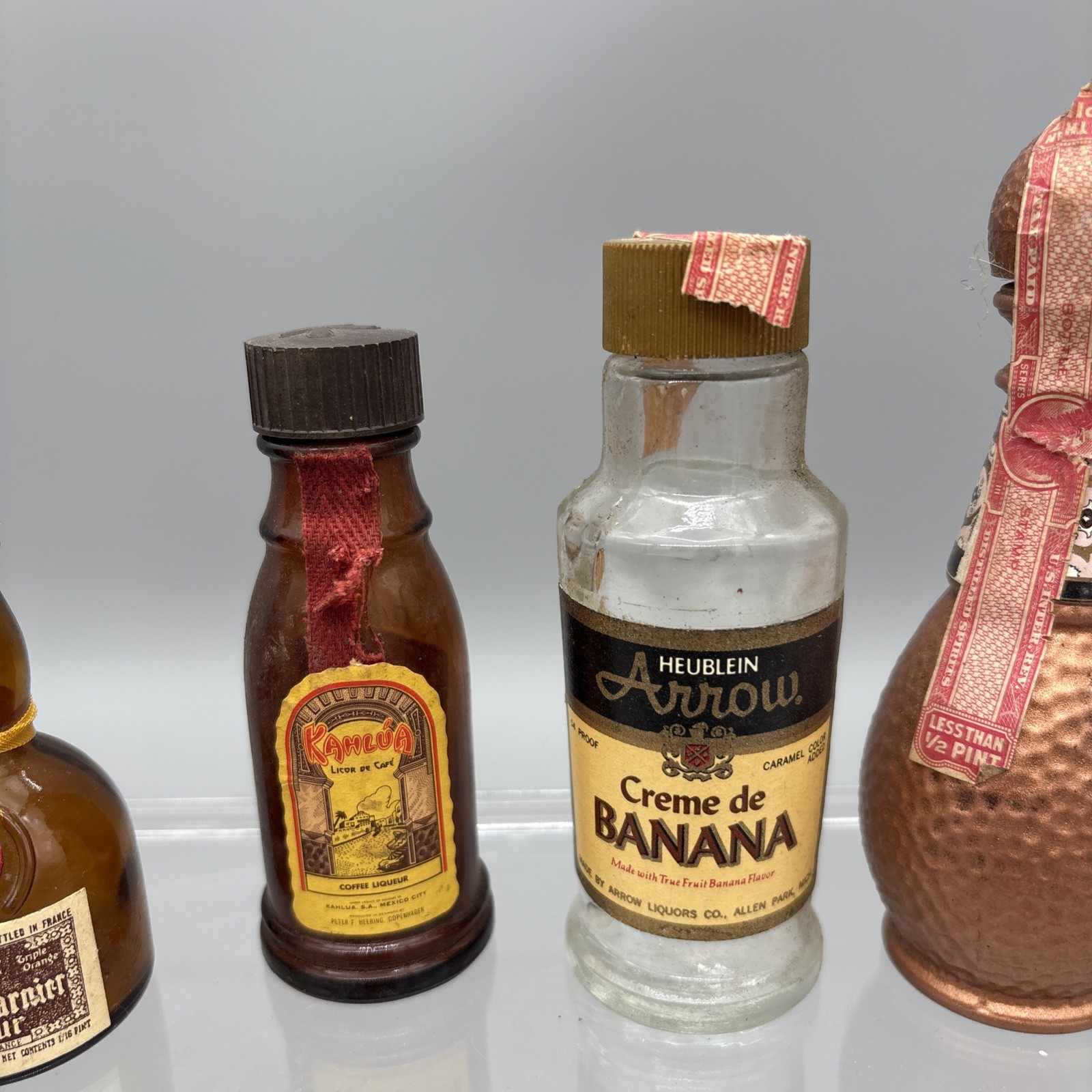 Vintage Miniature Alcohol Bottles Empty Lot of 7