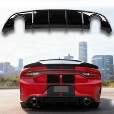 Rear Diffuser Bumper Lip for Dodge Charger 2015 2023 Glossy Black Body Valance