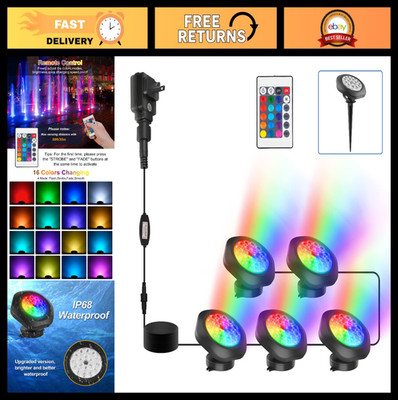 RGBW Underwater Pond Lights - 18 LED Color Changing Submersible Spotlights, IP68