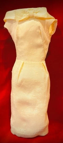 Vintage 1960s Mattel Barbie fashion Light Yellow Silk Sheath  Dress