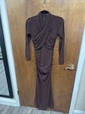 Bardot Brown Small Nylon - Polyester Long Sleeve Dress