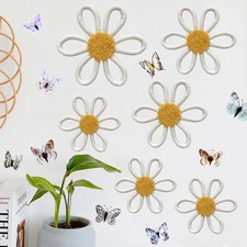 Boho Wall Decor Set of 6 Daisy Flower with 12pcs Butterflies Wall Decors Nurs...