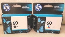 SET of 2 Genuine HP 60 Black Tri-Color CC640WN CC643WN Ink Cartridges SEALED