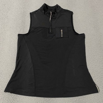 Jamie Sadock Tank Top Womens XS Black 1/4 Zip Sleeveless Stretch Studded Golf