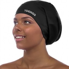 Swim Cap - for Long Hair, Dreadlocks, Weaves, XX-Large, Black XXL 