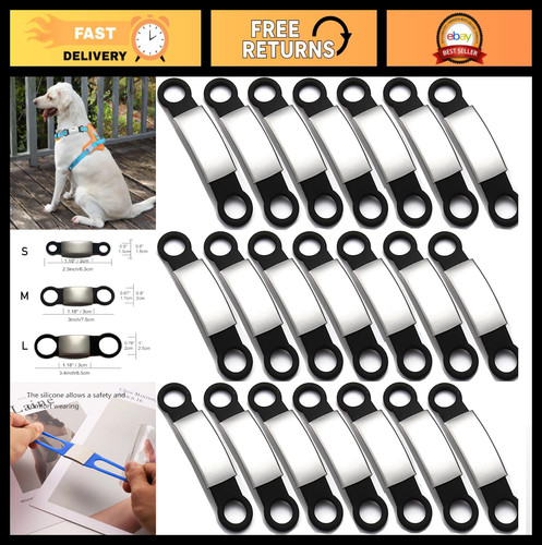 21 Pcs Blank Silent Pet ID Tags, Chew-Proof Stainless Steel Collar Tags for Dogs