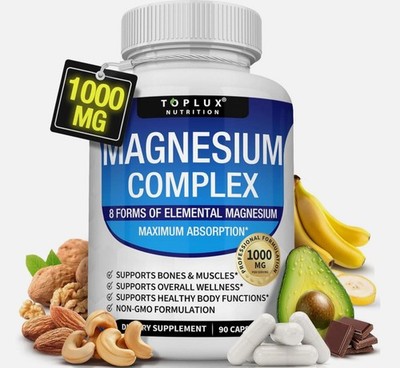 Toplux Magnesium Komplex 1,000 Mg, 8 Elemental Magnesium for Overall Wellness