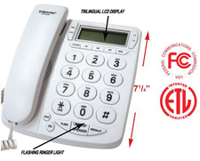Big Button Caller ID Corded Home Telephone Speakerphone White