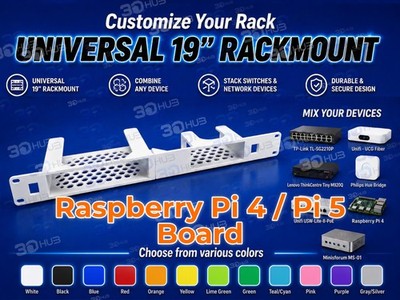 Raspberry Pi 4 / Pi 5 Board 19'' Rackmount 1U - Mix & Match with other devices