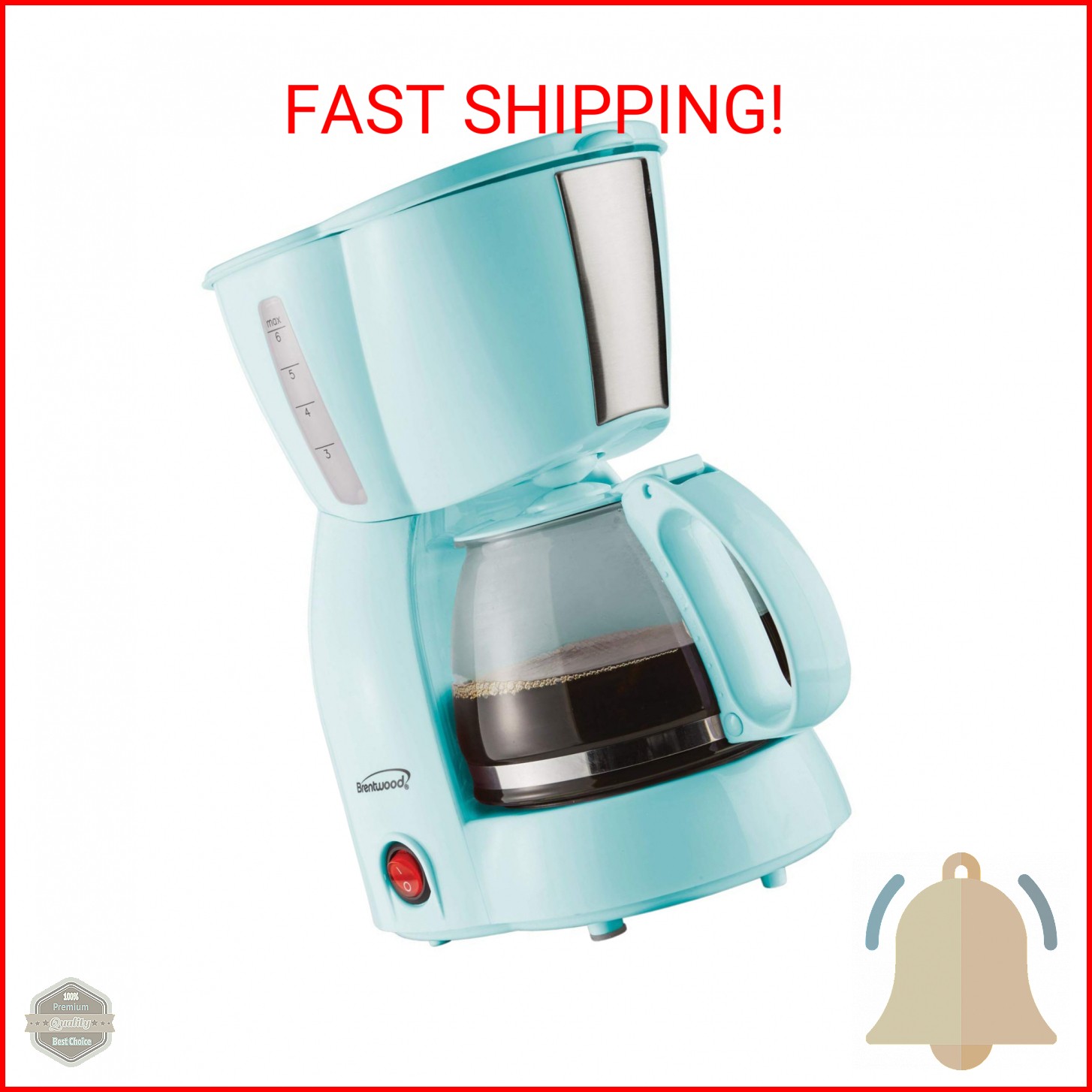 Brentwood TS-213BL 4 Cup Coffee Maker, Blue