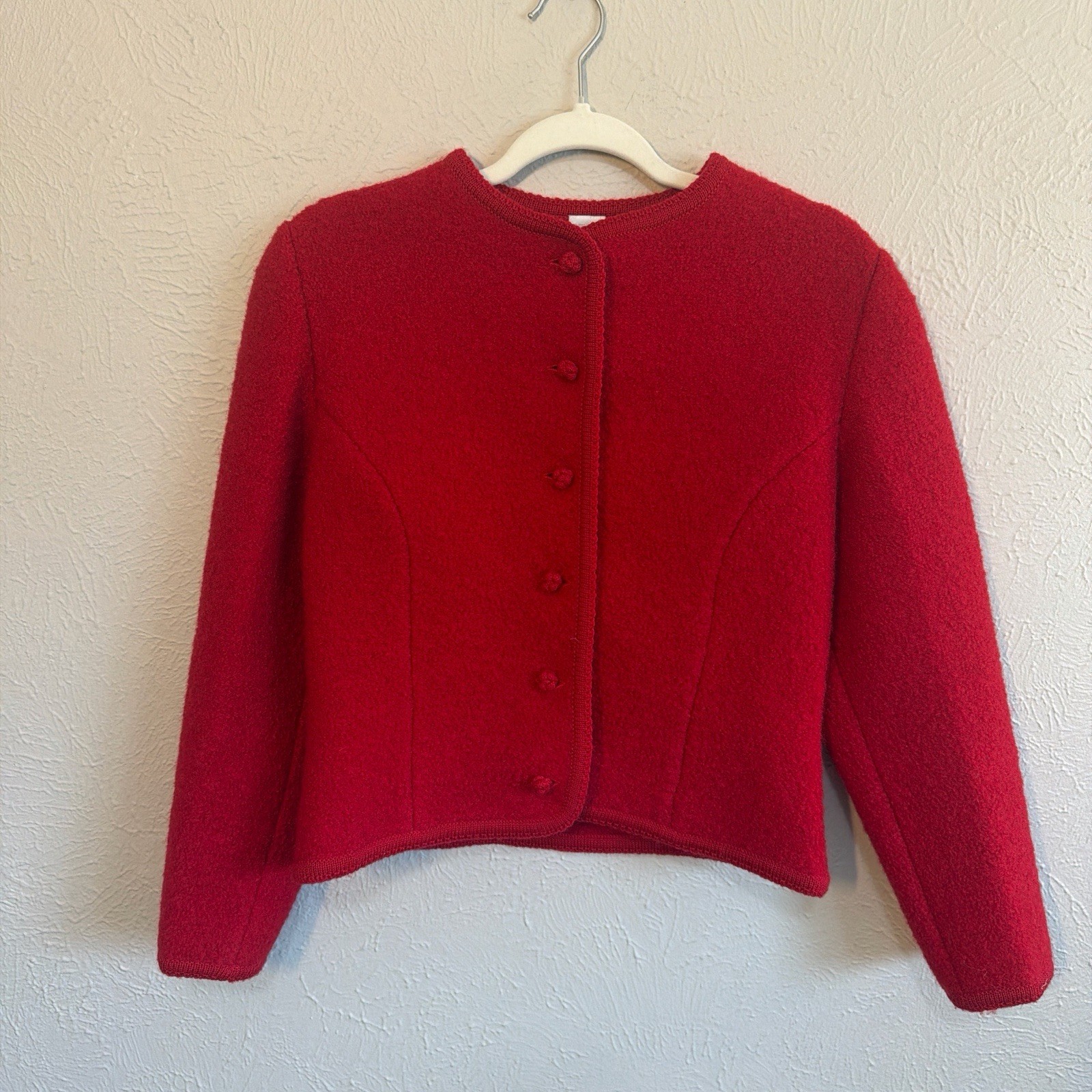 Lands' End Red Collared Wool Button Jacket Petite… - image 1