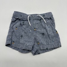 Janie And Jack Shorts Youth Boys Size 6-12M Blue Tropical Aop Pocket. 34470
