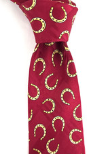 Polo Ralph Lauren Tie Red Equestrian Horseshoe Graphic Print Vintage 90s Necktie